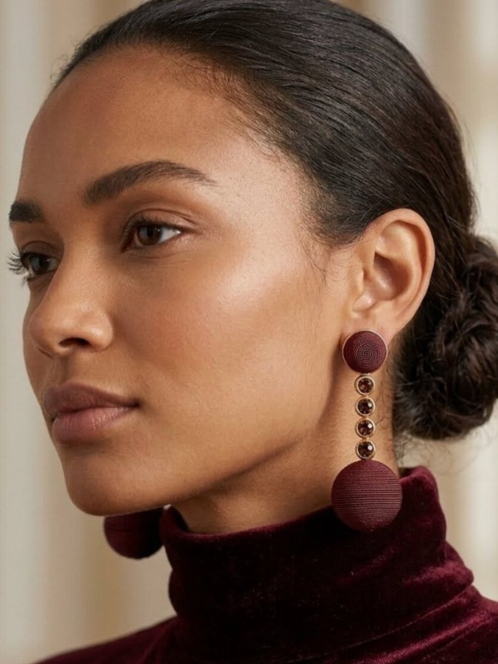 Tuckernuck Lantern Ball Drop Crystal Yarn Wrapped Earrings in Brown Rust NEW